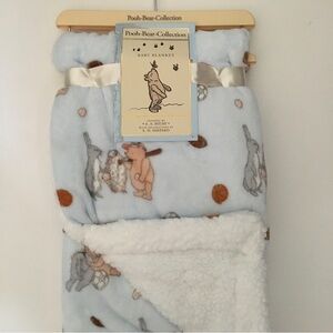 NEW Baby Blanket Sherpa Back Winnie the Pooh Sports Theme | Pooh Bear Collection